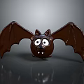 Cute Chocolate Bat Character With Big Eyes And Spread Wings