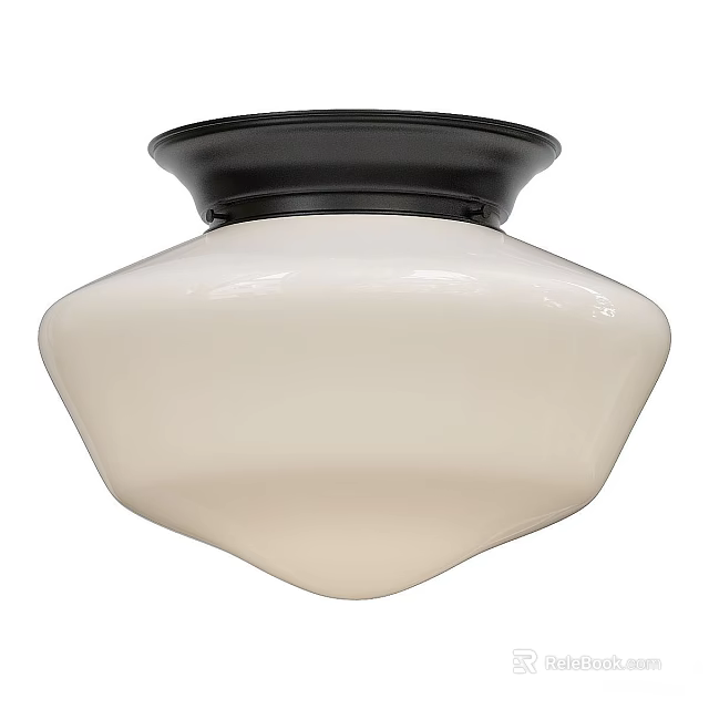Modern Ceiling Light With White Lampshade Black Base For Home Decor 3d model
