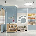 Pet Store In Mall With Blue Decor Display Shelves And Pet