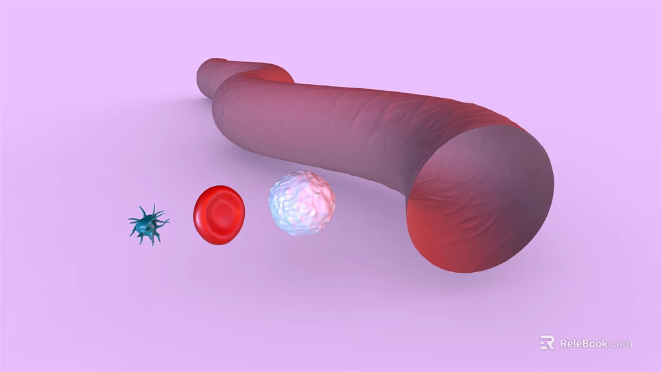 Organ System Tubular Structure With Blue Microorganism Red Blood Cell And Transparent Cell 3d model 