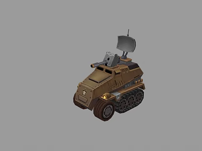 Brown Toy Tank Model With Tracks Turret And Military Design Features 3d model