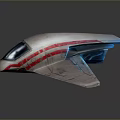 Sleek Futuristic Aircraft With White Body Red Stripes And Transparent Cockpit