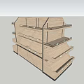 Modern Wooden Display Shelves With Multiple Layers For Retail Store Showcase 3d model