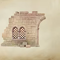 Detailed Ancient Architecture Ruins Featuring Arches Steps Windows Components And Greenery 3d model
