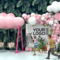 Swing Clouds Photo Meichen Interactive Pin Mini Show Flamingo Children Girls Balloon 3d model