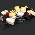 Assorted Cheese Platter with Various Cheeses Fresh Grapes and Cheese Knife