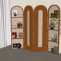 Middle Ancient Partition Screen Bookshelf 3d model