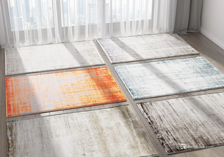 Modern Square Rugs With Various Colors And Textures For Interior Decoration 3d model 