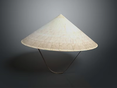 Natural Bamboo Woven Conical Hat With Adjustable Strap For Daily Use 3d model