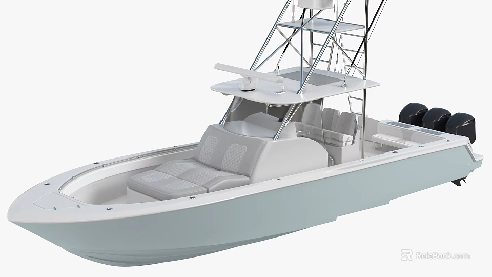 Modern Yacht With Tower Structure And Seating 3d model 