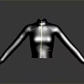 Sleek Black Metallic Jacket With Front Zipper And Shiny Decorative Details