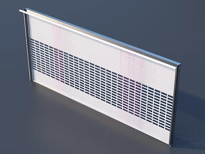 Modern Curtain With Perforated Grid Pattern And Silver Metal Frame Design 3d model