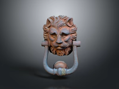Lion Head Decorative Door Knocker With Vintage Metal Design And Classic Style 3d model