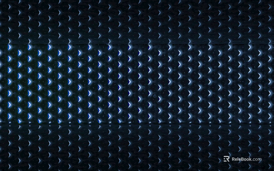 Modern Illuminated Wall With Regular Crescent Patterns And Blue White Lighting Effects 3d model 