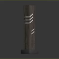 Wooden Pillar Style Outdoor Light With Geometric Line Design And Gray Base