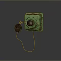 Vintage Green Square Desktop Computer With Cable And Retro Design