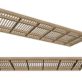 Wooden Slatted Sunshade With Stripe Structure For Outdoor Patio Natural Color Design