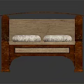 Cozy Wooden Bed Frame With Two Pillows And Light Mattress For Multiple People