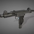 Tactical Submachine Gun With Metallic Barrel Grip And Adjustable Stock Design