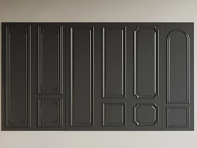 Black Decorative Panel With Ornate Grooves And Various Shapes Design 3d model