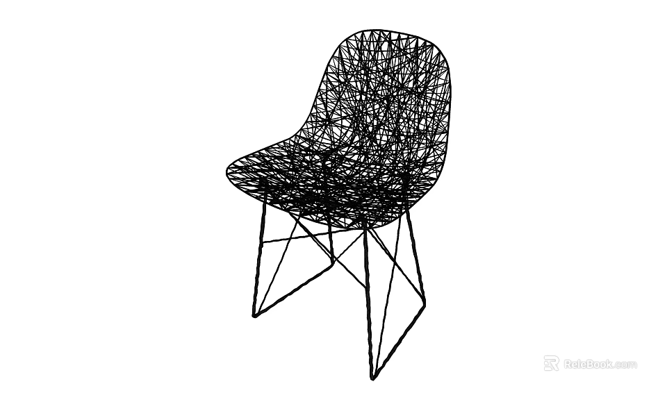 Modern Geometric Bar Stool With Metal Frame And Mesh Back Design 3d model 