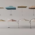 Blue Beige Brown Patio Umbrellas With Straight And Curved Stand Designs For Outdoor Shade