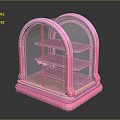 Stylish Pink Arched Glass Display Cabinet Furniture With Shelves And Transparent Design