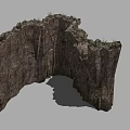 Natural Rock Cliff Structure With Textured Surface And Top Vegetation