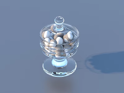 Transparent Glass Jar Filled With White Eggs On Gray Background 3d model