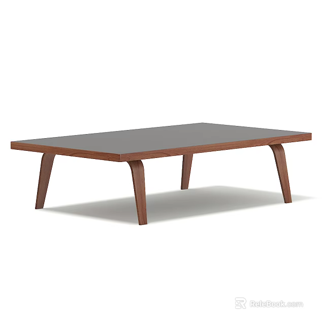Modern Coffee Table With Wooden Frame And Black Tabletop Featuring Slender Legs Design 3d model