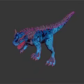 3D Model Character Blue Spiked Dinosaur Fantasy Creature With Fierce Features