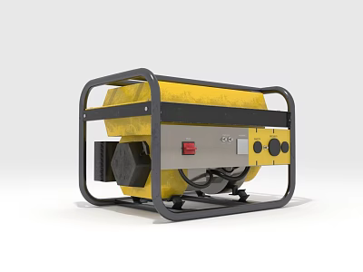 Yellow Generator with Black Frame Control Panel Buttons and Indicator Light 3d model
