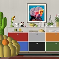 Modern Entrance Cabinet Dopamine Decorative Cabinet Side Cabinet Lazy Sofa Decoration Combination Memphis 3d model