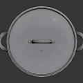 Silver Cooking Pot With Lid And Red Floral Decorative Band Handles