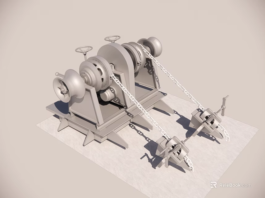 Heavy Duty Industrial Mechanical Device With Chain Gear And Stable Base Structure 3d model 