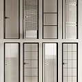 Various Modern Door Designs With Black Frames And Different Glass Patterns 3d model