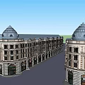 Classical Commercial Street Building With Domed Roof Multi Story Shop Fronts