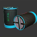 Bio Fuel Containers With Black Body Blue Edges And Tilted Design