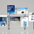 Event Display Wall With Multiple Panels Showcasing Building Excellence Company Logos And Architectural