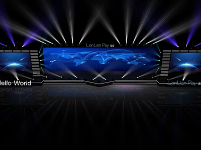 LuklaPay HelloWorld Stage With Big World Screen And Lighting Effects 3d model