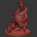 Portly Gentleman In Top Hat And Tailcoat With Penguin Companion Figurine