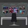 Interactive Tech Table With Touchscreen Surface Floating Digital Screens And Modern Display Setup 3d model