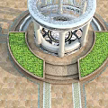 Elegant White Domed Gazebo With Ornate Columns Surrounded By Greenery And Trees Under Blue Sky