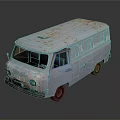 Old Rusty Van With Faded Paint And Worn Out Exterior Details