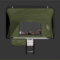 Green and Black Roof Top Tent with Metal Frame Side Logo and Interior Storage Gear