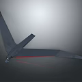 Black Advanced Stealth Aircraft With Large Wings And Red Rear Light