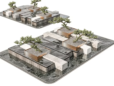 Yingke Pine Zen Waterscape Landscape Park Waterscape Community Demonstration Area Waterscape Fountain Waterscape Courtyard Waterscape Pool Overlapping Water Mirror Waterscape 3d model