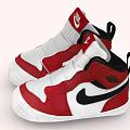 Nike Baby Red And White High Top Shoes With Swoosh Logo And Soft Sole