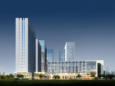 modern commercial street commercial complex 3d model