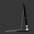 Black pen with white cord on black base and blue light reflection in gray gradient
